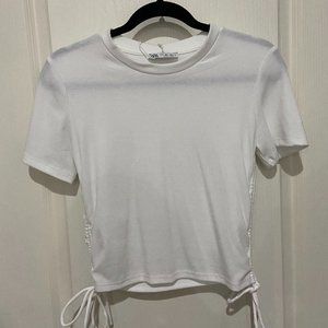 Zara white ruched ribbed top